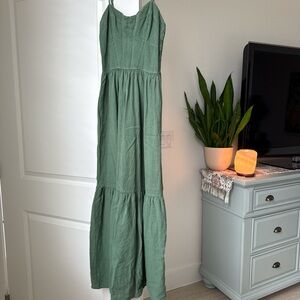 Young Fabulous & Broke Sage Green Maxi Dress with Tiered Skirt